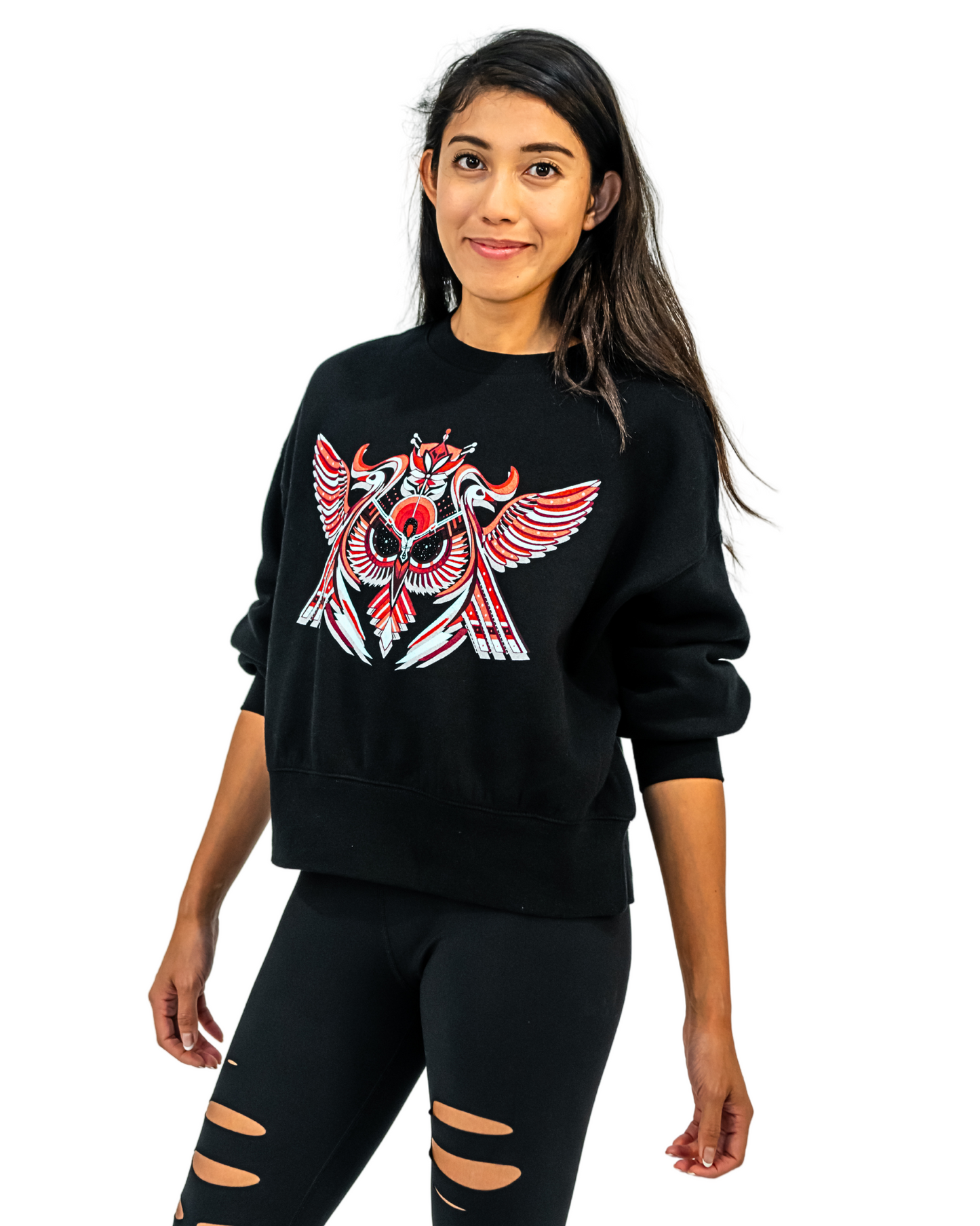 Owl Mural Oversized Crop Sweater
