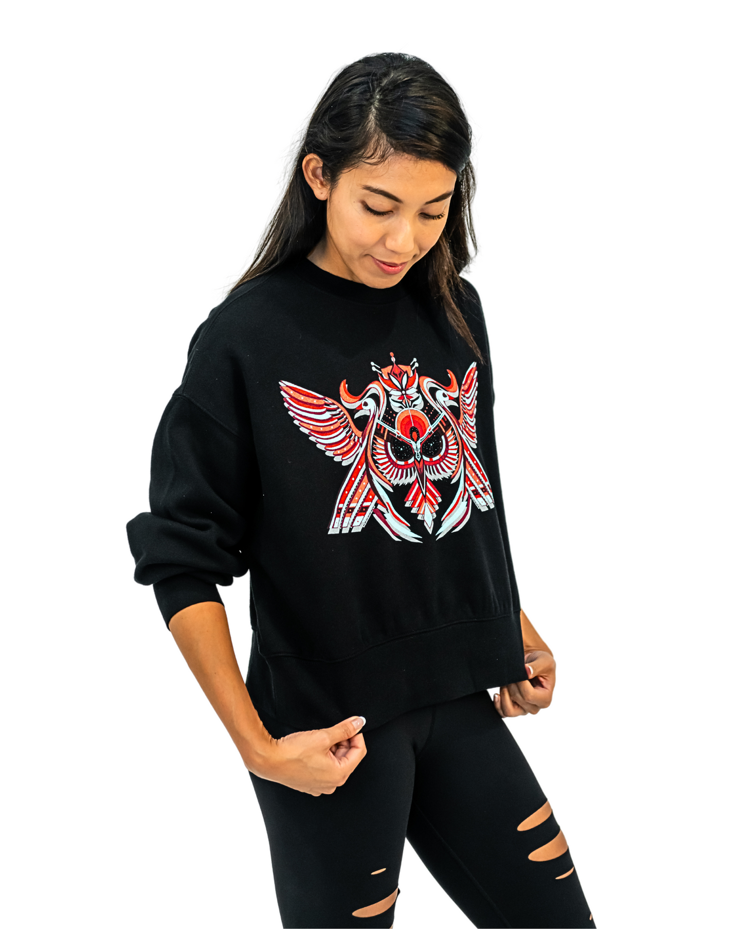 Owl Mural Oversized Crop Sweater