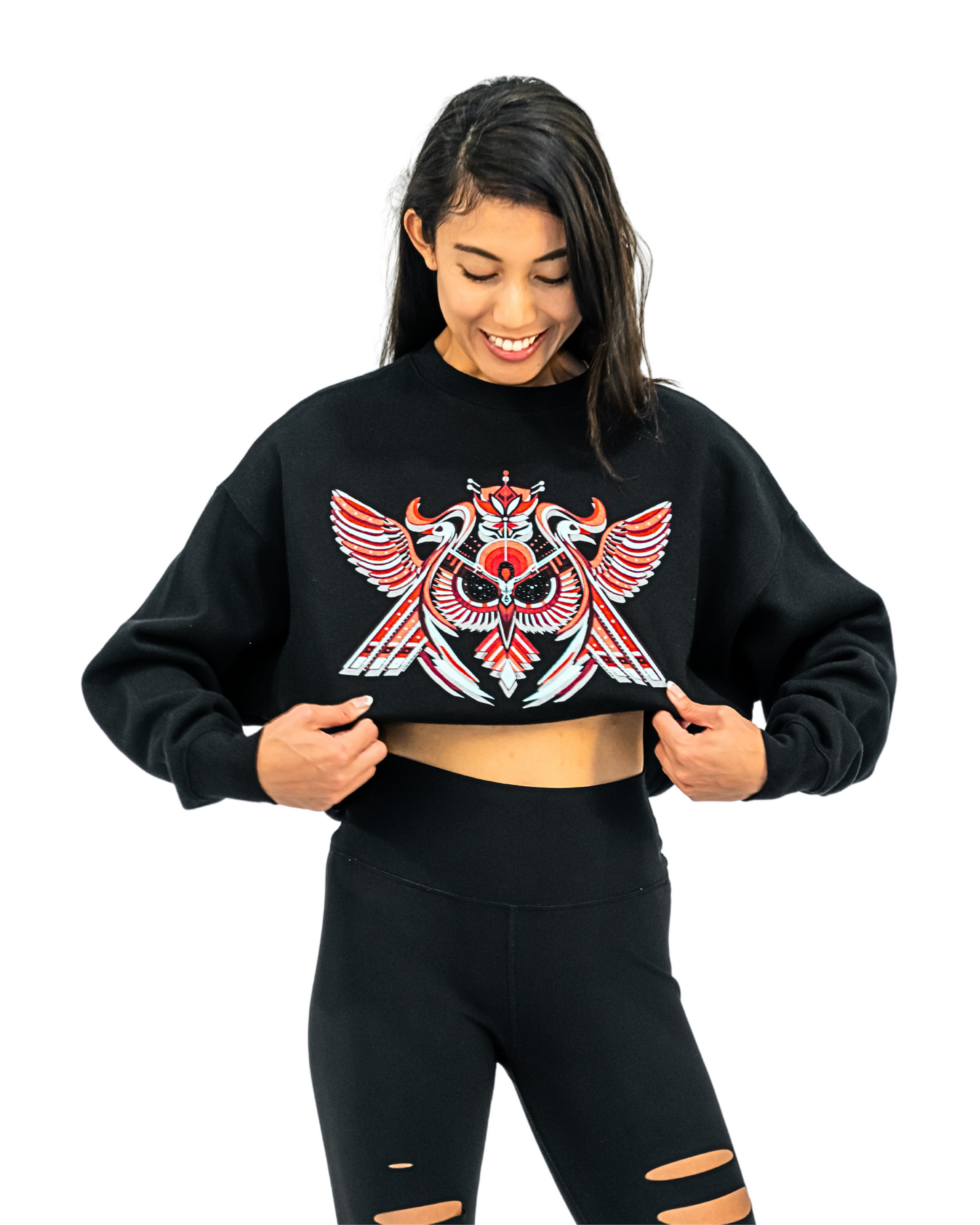 Owl Mural Oversized Crop Sweater