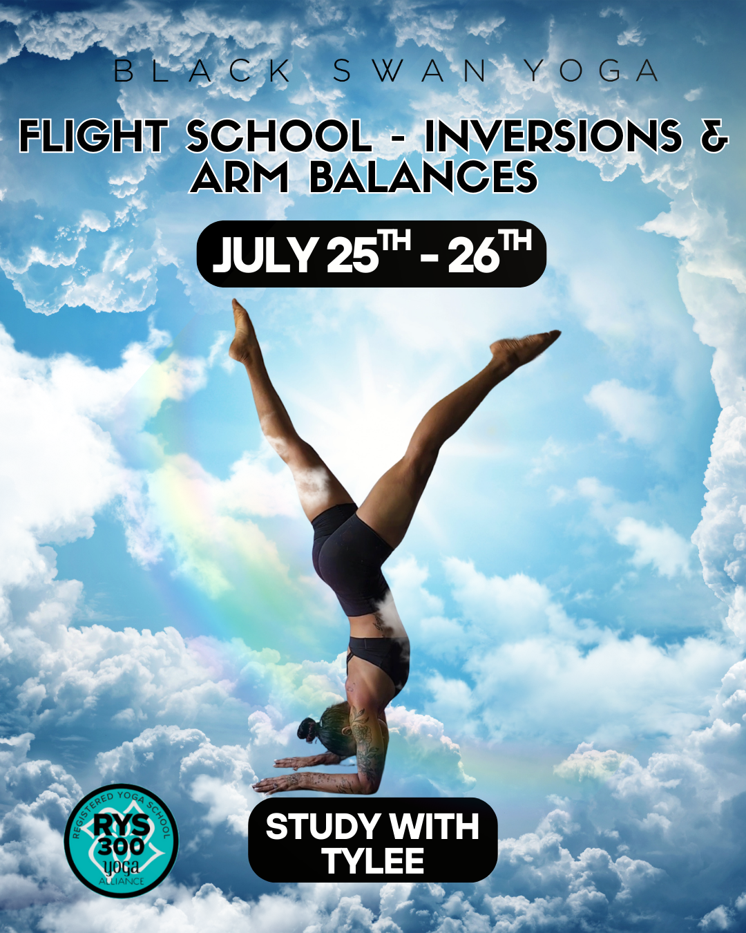 Flight School - Inversions and Arm Balances: 300 HR Weekend Module with Tylee